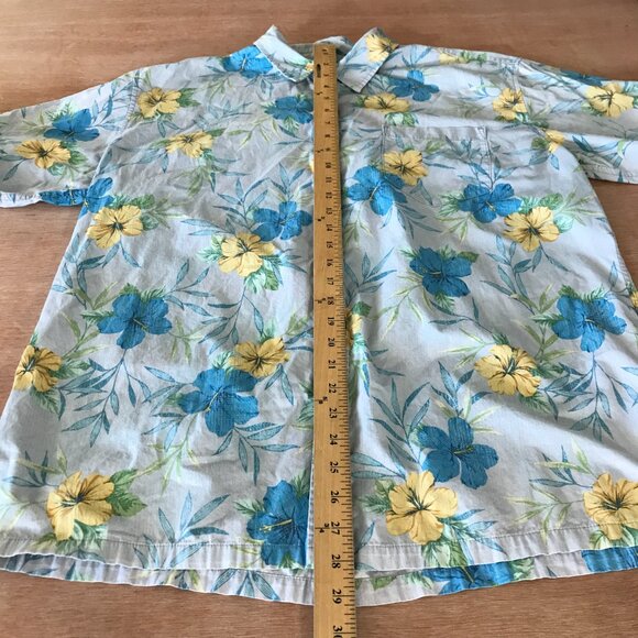 Cooke Street Hawaiian Shirt Men XL Blue Floral Button Up Pocket Short Sleeve - Picture 5 of 12
